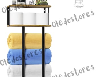 2 Tier Wooden Bathroom Shelf With Towel Rack | Wall Mounted With Bathroom Storage | Towel Holder  |  Toilet Unique Shelf | Hanging Shelf