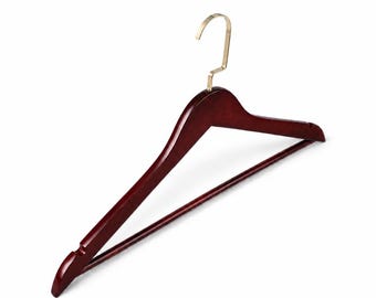 Maple Wooden Dress Hangers, Set of 5, Wooden Trouser Bar, Wedding Hangers