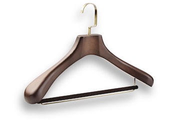 Percha para trajes de diseño profesional: madera de roble con hombros de 7,6 cm de ancho