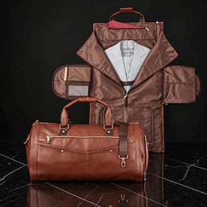 Garment Duffel Bag for Men, Convertible Suit Carrier, Suit Travel Bag with Shoe Compartment, Personalized Engraving