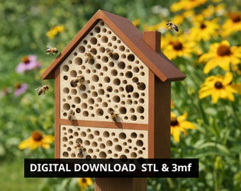 Bee hotel as an STL 3D printer file for the garden and wild bees - nesting aid for insects, nest as winter protection