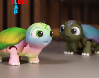 Flexi Turtle 3D Printer File - Articulated Cute Turtle / Tortoise - Flexi LAB
