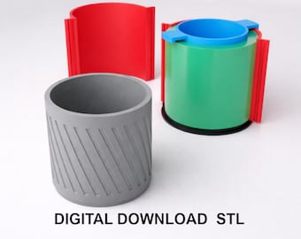 STL file of a silicone mold for casting a concrete pot - 3D printer file, mold casting form + commercial license