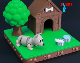 Flexi Dog Diorama STL 3D Printer File Art Toy