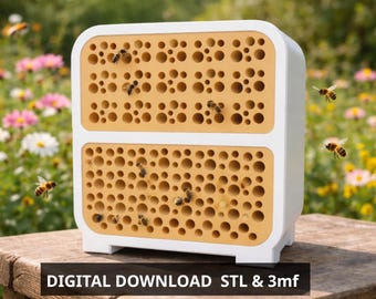 Archivo STL de impresora 3D para ayuda premium para la anidación de abejas silvestres: nido de hotel de abejas para la casa de insectos del jardín
