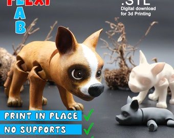 Cute Flexi Print-in-Place Dog for 3D Printer Digital File STL - Articulated FllexiLAB