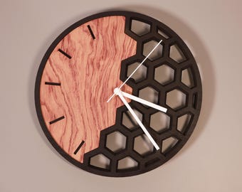 SVG Clock Modern Multilayer Honeycomb Wall Clock – Laser Cut DXF File, Hexagon Pattern, Multilayer Design - Digital