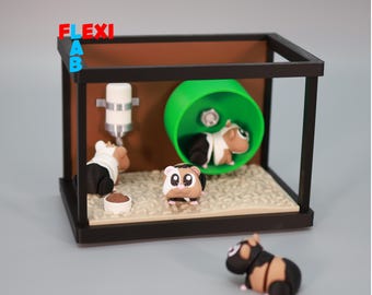Flexi Hamster in Cage Diorama 3D Printer STL File - Articulated Toy