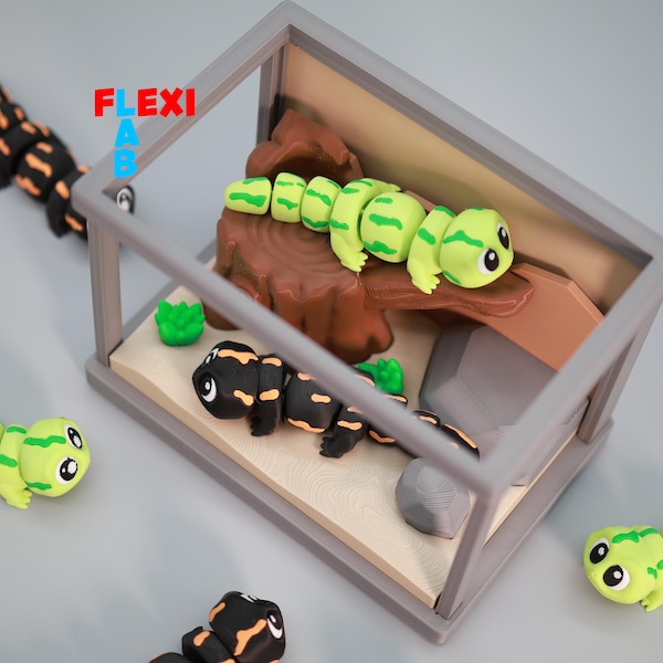 3D printer file STL: Salamander in a terrarium - Flexi art toy