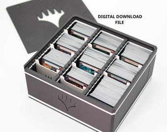MTG TCG Storage Box for approximately 1650 Magic: The Gathering trading cards. STL 3D printer file for trading card collectors.