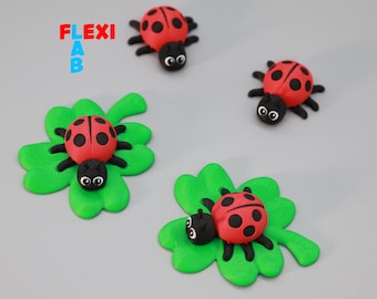 Flexi Ladybug on a Clover Leaf STL File - Art Toy for 3D Printers