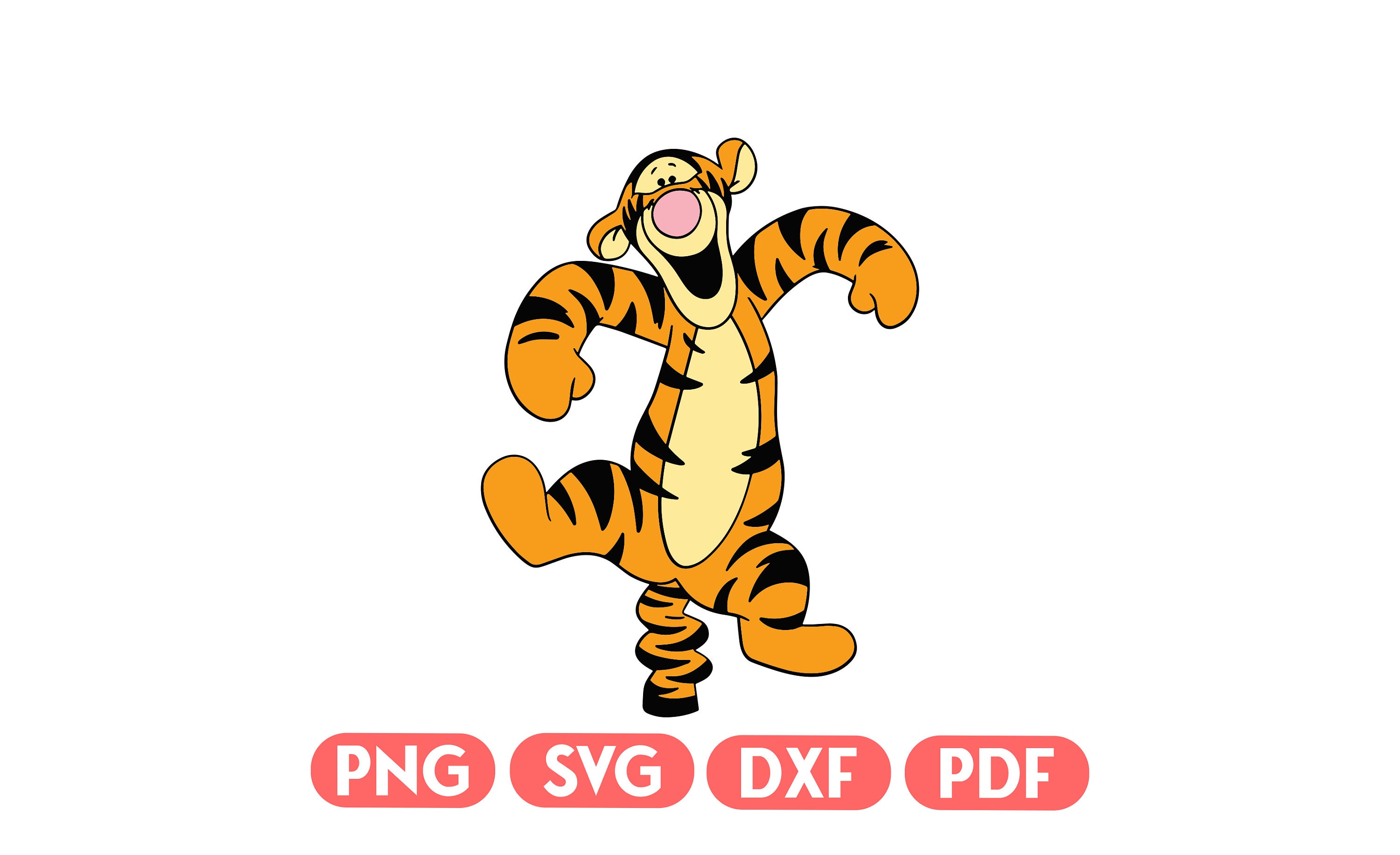 Tigger Vector Graphics Simple Tigger 1 Svg, Png, Pdf, Dxf - Etsy UK