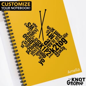 Knitting Abbreviation Journal: Yellow Wordcloud Cover, Spiral Bound