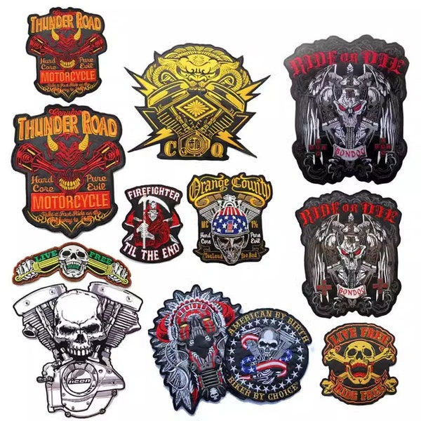 Embroidery| Badge| Large size fabric patch| PU leather| Skull |Motorcycle patch| Motorcycle| Indian| Vest back patch