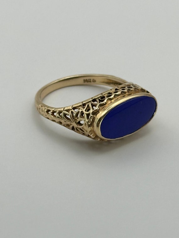 RARE 14k Filigree Lapis Lazuli Antique Ring