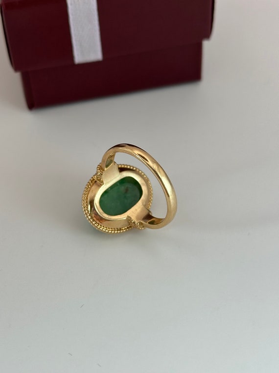 14k Yellow Gold & Jade Ring VINTAGE size 7 - image 5