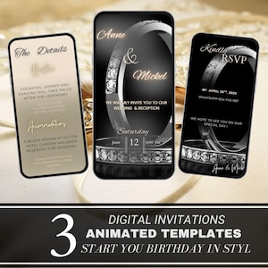 Animated Wedding Invitation, DIY Template Design, Wedding Video Invitation, Wedding RSVP invites, Premade Digital Wedding Electronic