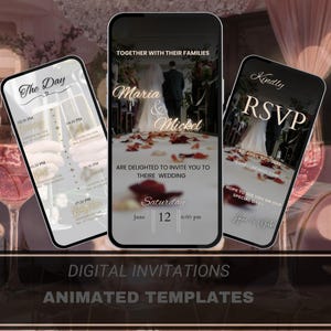 Animated Wedding Invitation, DIY Template Design, Wedding Video Invitation, Wedding RSVP invites, Premade Digital Wedding Electronic