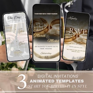 Animated Wedding Invitation, DIY Template Design, Wedding Video Invitation, Wedding RSVP invites, Premade Digital Wedding Electronic