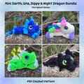 Mini Darth the Dragon, Mini Una the Unicorn, Mini Dippy the Dino, Mini Baby Night Dragon Crochet Pattern Bundle, Mini Sploot Series, Low sew product logo