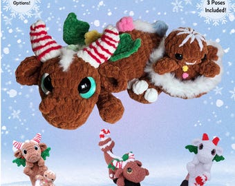 Tiki The Dragon Crochet Pattern, Crochet Dragon Pattern, Baby Dragon - PDF, Christmas Dragon, Strawberry Dragon, Blueberry Dragon
