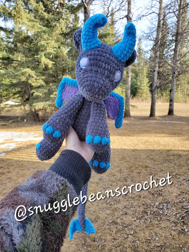 Baby Snuggle Dragon haakpatroon, gehaakt draakpatroon PDF, aanpasbaar drakenpatroon afbeelding 9