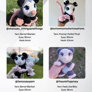 Schema per realizzare all'uncinetto Pepper l'opossum, serie Sploot immagine 7