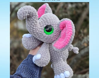 Modello all'uncinetto Elise l'elefante, serie Sploot, cucito basso