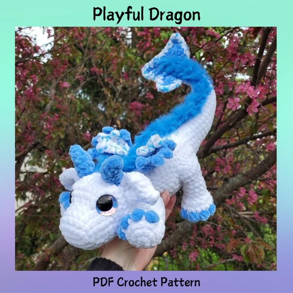 Playful Dragon Crochet Pattern, Crochet Dragon Pattern, Playful Dragon PDF