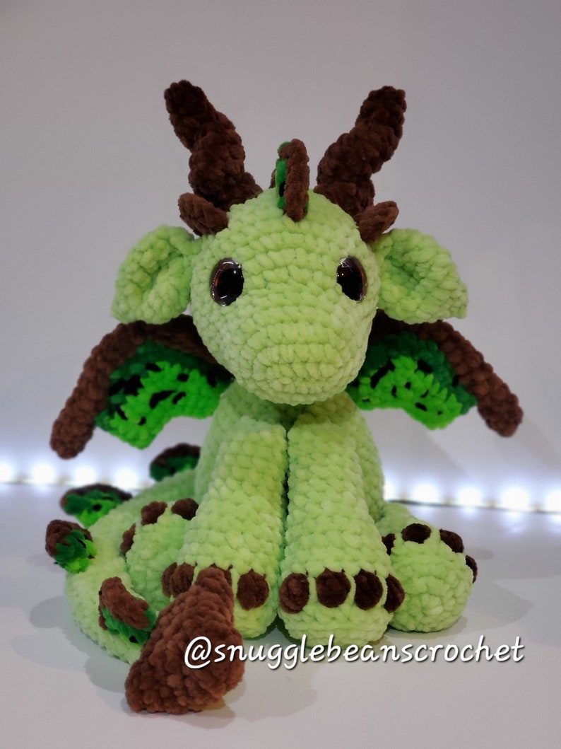 Baby Snuggle Dragon au crochet, Patron de dragon au crochet PDF, Patron de dragon personnalisable image 4