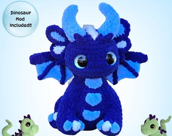 Zazzie The Baby Dragon pattern, Crochet Dragon Pattern, Playful Dragon - PDF
