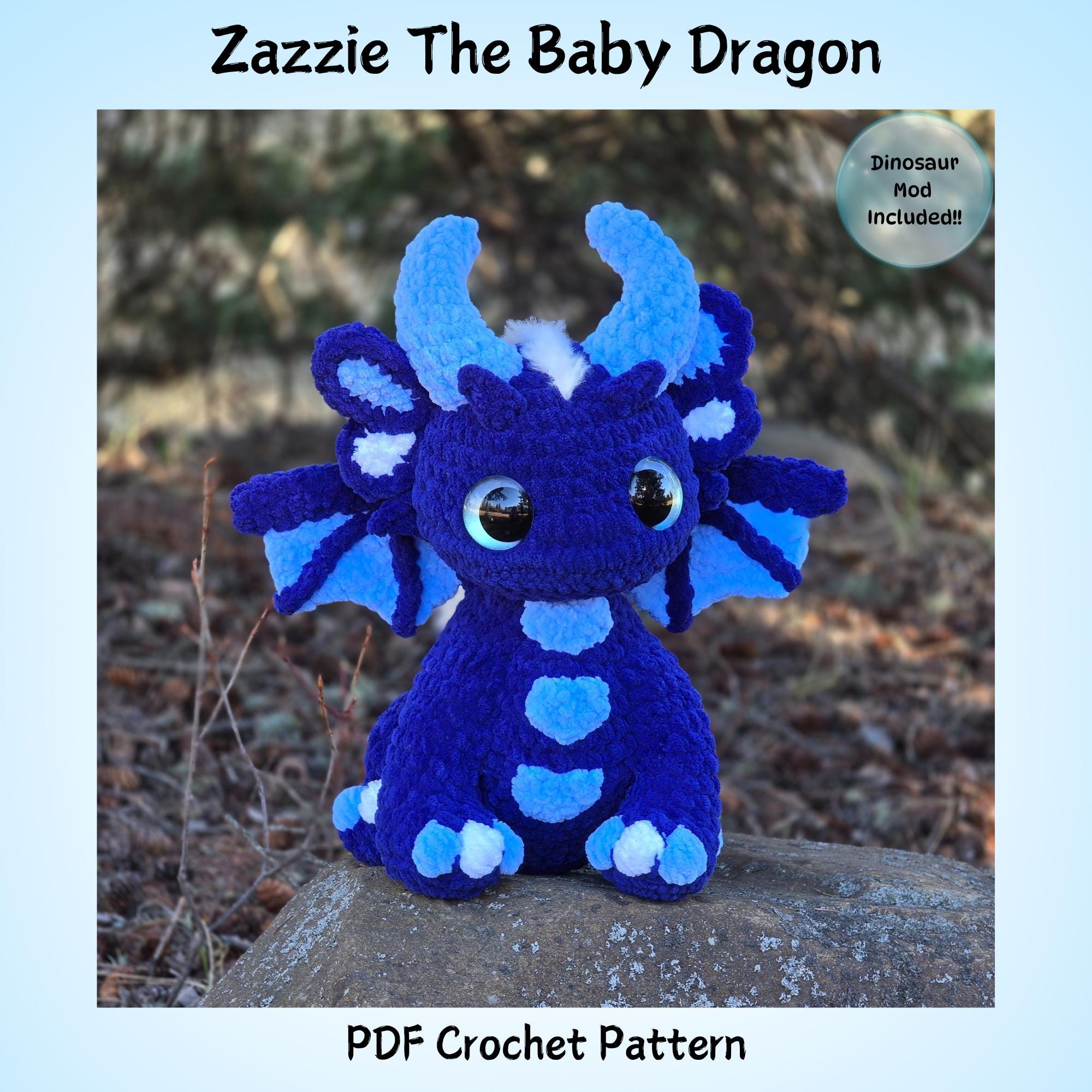 a*a様 DRAZEE Zazzie the Baby Dragon Pattern, Crochet Dragon Pattern, Playful