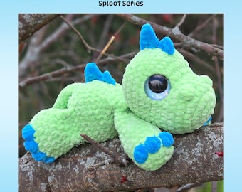 Dippy the Dino Crochet Pattern, low sew, Sploot Series