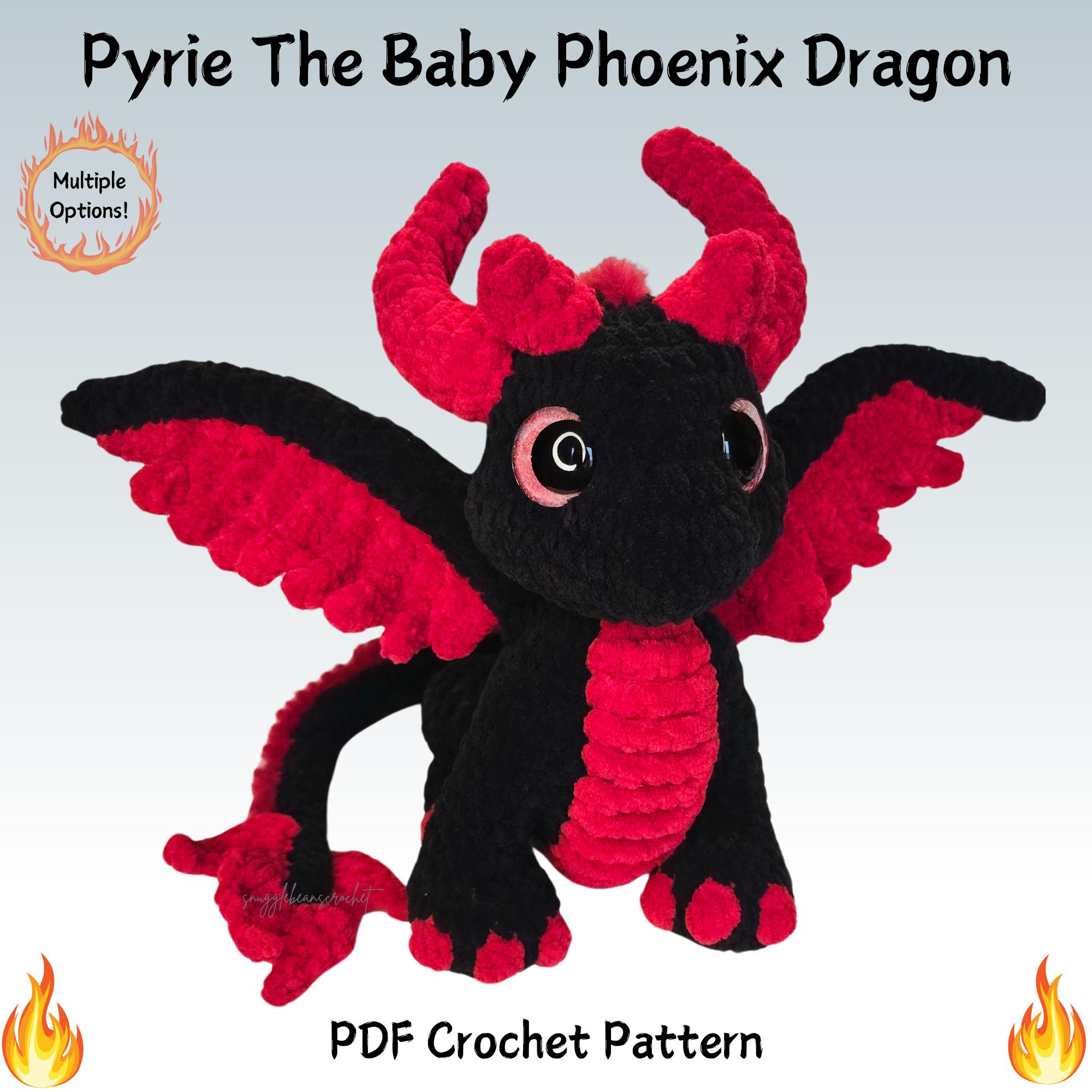 Pyrie the Baby Phoenix Dragon Pattern, Crochet Dragon Pattern