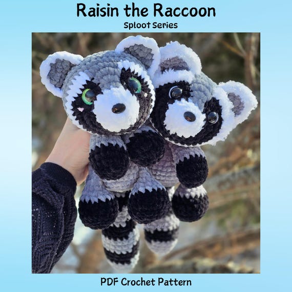 Raisin the Raccoon Crochet Pattern, Sploot Series, Low Sew - Etsy