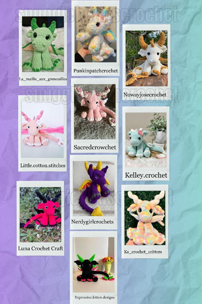 ト*ト様 あみぐるみ ドラゴン 黒×紫 ドラゴンあみぐるみファンタジー