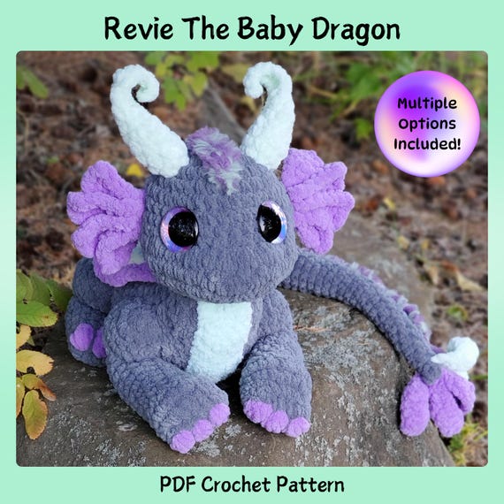 Revie The Baby Dragon pattern, Crochet Dragon Pattern, Crochet Baby Dragon, PDF