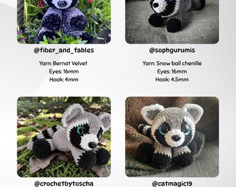 Raisin the Raccoon Crochet Pattern, Sploot Series, Low Sew - Etsy