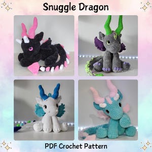 Snuggle Dragon Crochet Pattern, Original Snuggle Dragon, Crochet Dragon PATTERN, Dragon Plush Pattern by Snugglebeanscrochet - Amigurumi