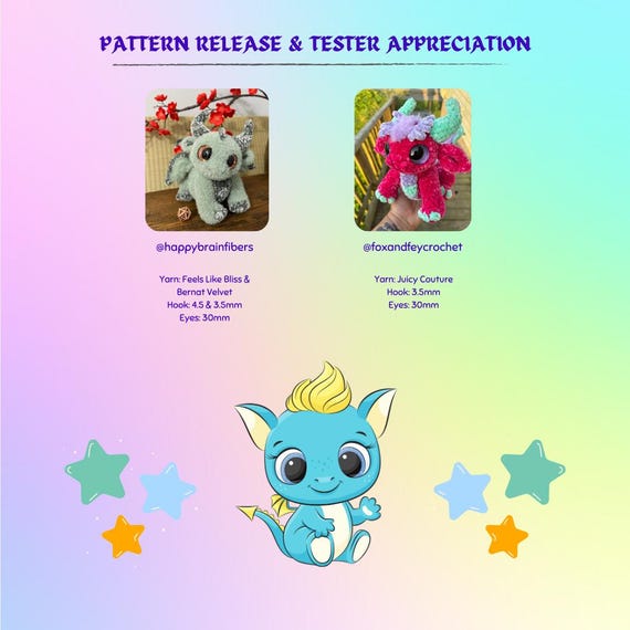 Zazzie the Baby Dragon Pattern, Crochet Dragon Pattern, Playful