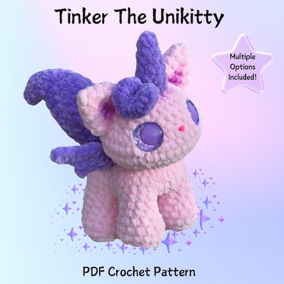 Tinker The Unikitty Crochet Pattern, Crochet Unicorn Cat, Caticorn, PDF Pattern, Crochet Kitty