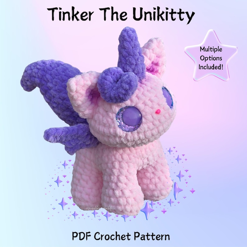 Tinker The Unikitty Crochet Pattern, Crochet Unicorn Cat, Caticorn, PDF Pattern, Crochet Kitty image 1
