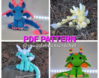 Baby Snuggle Dragon au crochet, Patron de dragon au crochet PDF, Patron de dragon personnalisable