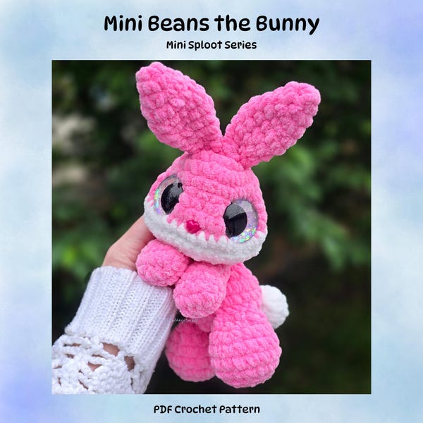 Mini Beans the Bunny Crochet Pattern, Mini Sploot Series, low sew