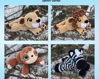 Libby & Lester the Lion, Suki the Sloth, Zippy the Zebra Crochet Pattern Bundle