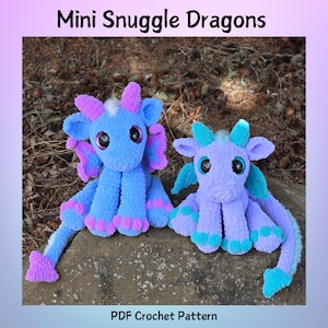 Mini Snuggle Dragons Crochet Pattern, 2 in 1 Dragon Pattern, Crochet Baby Dragon, PDF