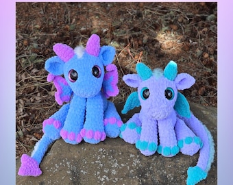 Mini Kuscheldrachen Häkelanleitung, 2 in 1 Drachen Anleitung, Babydrache häkeln, PDF