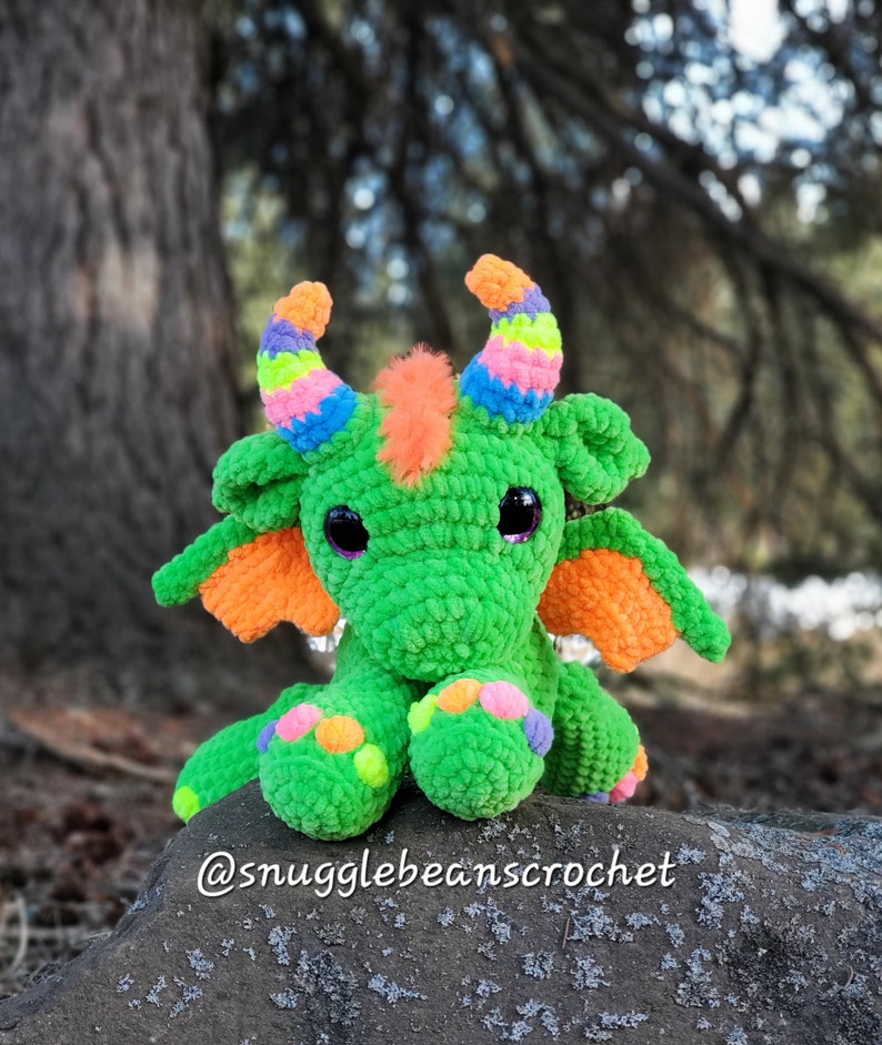 Baby Snuggle Dragon au crochet, Patron de dragon au crochet PDF, Patron de dragon personnalisable image 7