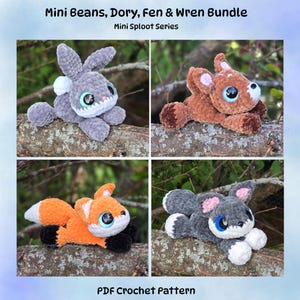 Mini Bunny, Deer, Fox & Wolf Crochet Pattern Bundle (PDF Download)