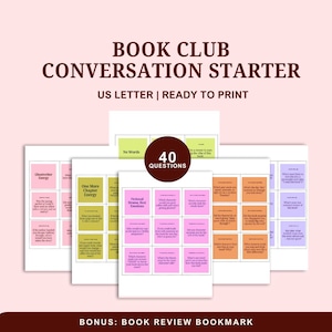 Druckbare Buchclub Diskussionsfragen Buchklub-Spiele für Buchliebhaber Buchklub-Aktivitäten Buchklub-Gesprächsstarter